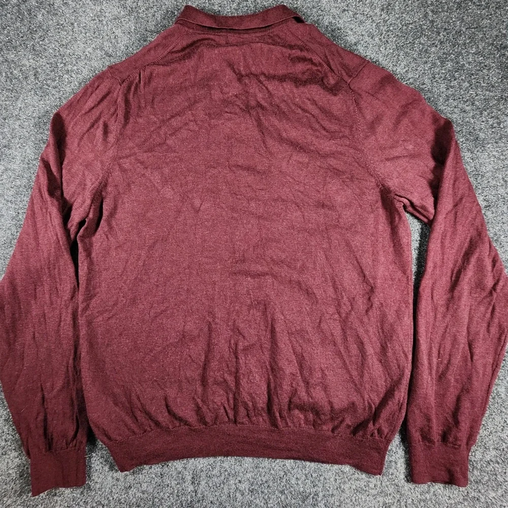 Brooks Brothers Merino Wool Long Sleeve Polo Sweater Mens XL Burgundy 100006514